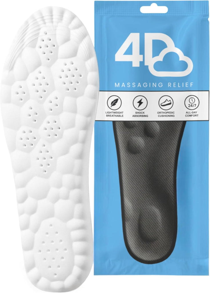 StepEase Cloud 4D Orthopedic Insoles for Foot Pain Relief | Heel pain Relief - Shock Absorption Insoles - Foot Comfort - Posture Support