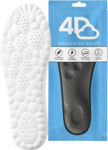 StepEase Cloud 4D Orthopedic Insoles for Foot Pain Relief | Heel pain Relief - Shock Absorption Insoles - Foot Comfort - Posture Support