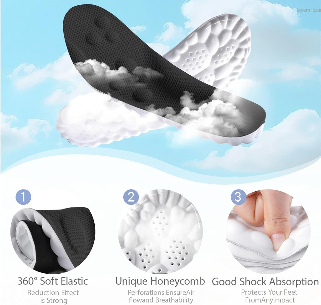 StepEase Cloud 4D Orthopedic Insoles for Foot Pain Relief | Heel pain Relief - Shock Absorption Insoles - Foot Comfort - Posture Support