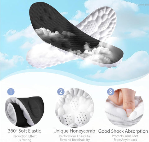 StepEase Cloud 4D Orthopedic Insoles for Foot Pain Relief | Heel pain Relief - Shock Absorption Insoles - Foot Comfort - Posture Support